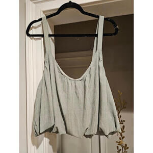 Anthropologie NWT Moss colored Ribbed Buckle Bubble Tank Top Size Medium